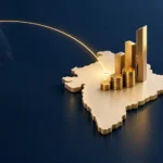 Ivory India map with gold growth